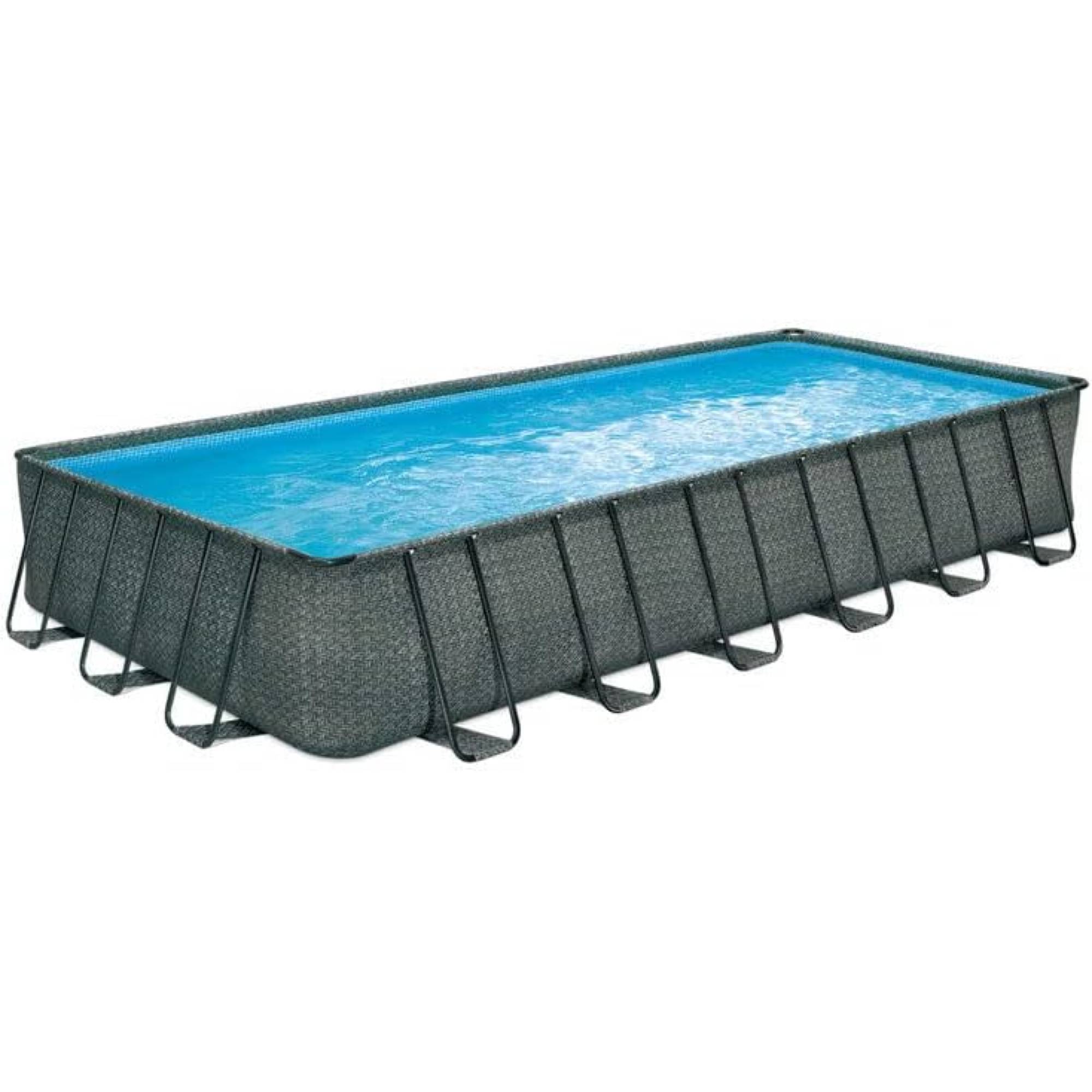 Polygroup Summer Waves Elite Rechteck Frame Pool Set Rattan Anthrazit